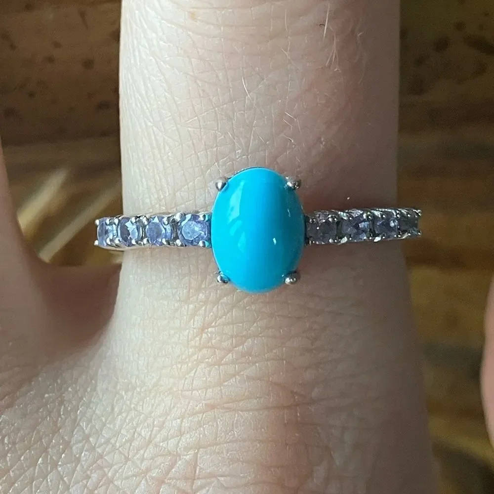 Sleeping Beauty Turquoise Tanzanite Sterling Silver Ring Size 9.75